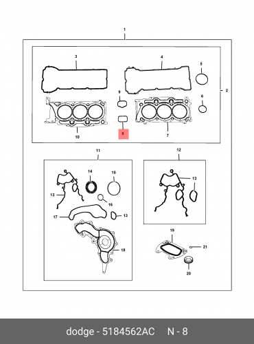 05184562AC CHRYSLER Проклад впуск кол-ра 3,6L 6шт на машине