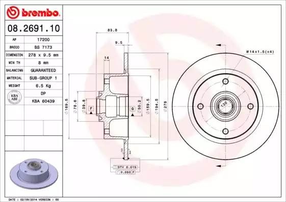 08269110 BREMBO tarcza  ham.*  .