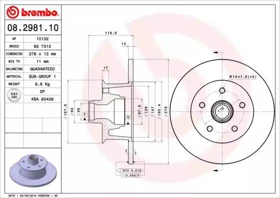 08298110 BREMBO Тормозной  диск