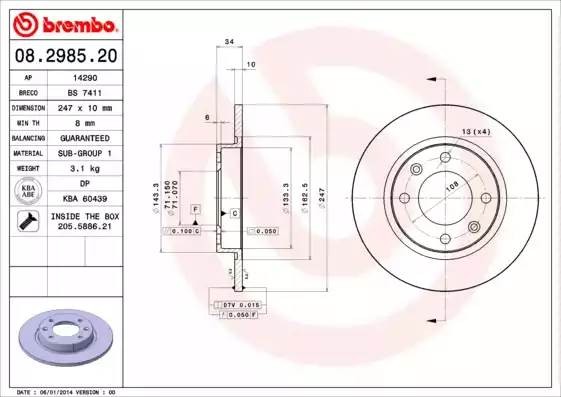 08298520 BREMBO Тормозной  диск