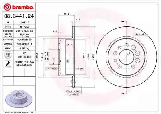 08344124 BREMBO Тормозной  диск