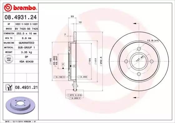 08493121 BREMBO Тормозной  диск