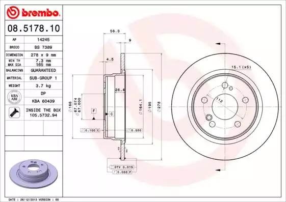 08517810 BREMBO Тормозной  диск