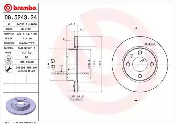 08524324 BREMBO Тормозной  диск