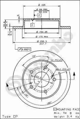 08544350 BREMBO Диск торм. зад. RP12