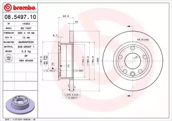 08549710 BREMBO Тормозной  диск