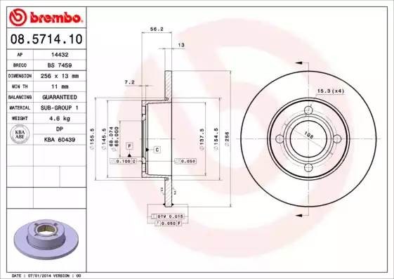 08571410 BREMBO Тормозной  диск