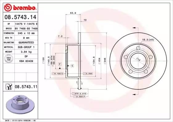 08574311 BREMBO Тормозной  диск