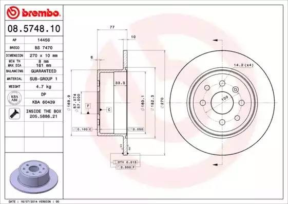 08574810 BREMBO Тормозной  диск