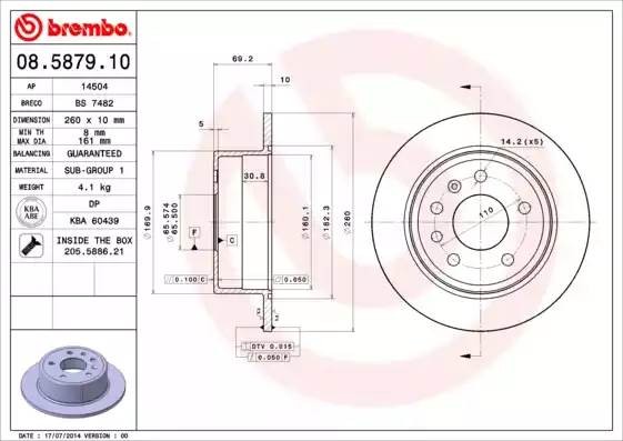 08587910 BREMBO Тормозной  диск