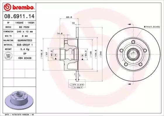 08691114 BREMBO Тормозной  диск