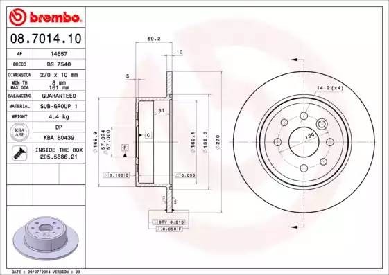 08701410 BREMBO Тормозной  диск