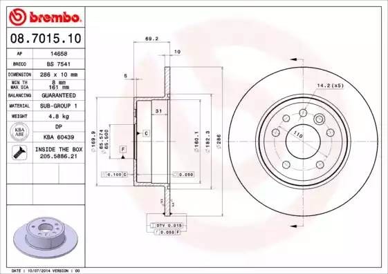 08701510 BREMBO Тормозной  диск