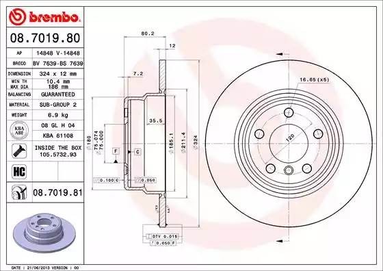 08701981 BREMBO Тормозной  диск