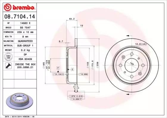 08710414 BREMBO Тормозной  диск