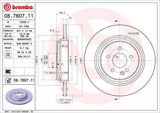08760711 BREMBO Тормозной  диск