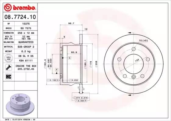 08772410 BREMBO Тормозной  диск