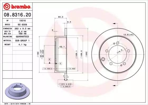 08831620 BREMBO Тормозной  диск
