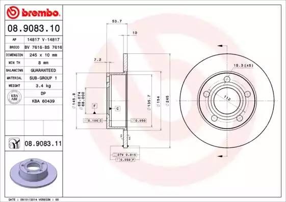 08908311 BREMBO Тормозной  диск