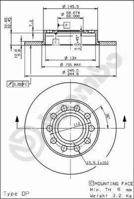08913611 BREMBO Тормозной  диск