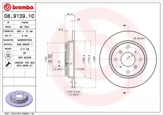 08913910 BREMBO Тормозной  диск