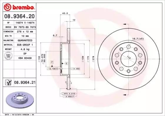 08936421 BREMBO Тормозной  диск
