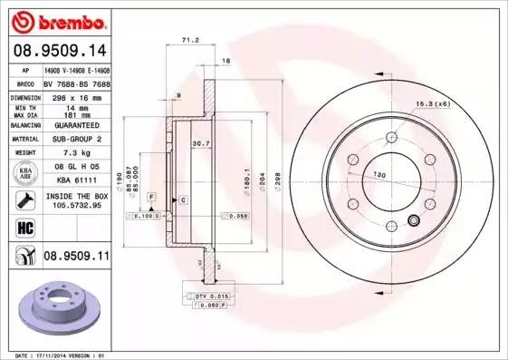 08950911 BREMBO ДИСК ТОРМОЗНОЙ ЗАД