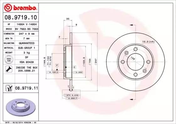 08971911 BREMBO Тормозной  диск