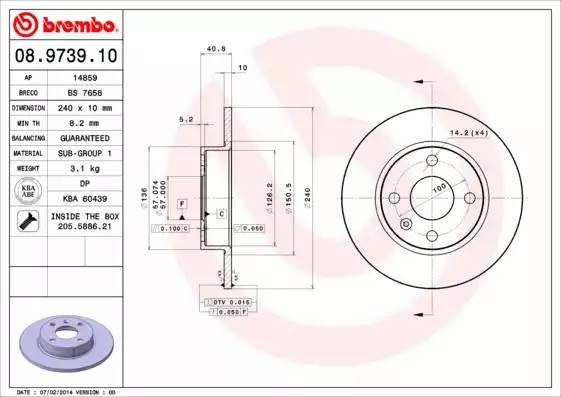 08973910 BREMBO Тормозной  диск
