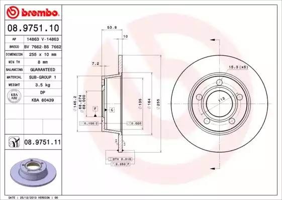 08975111 BREMBO Тормозной  диск