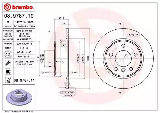 08978711 BREMBO Тормозной  диск