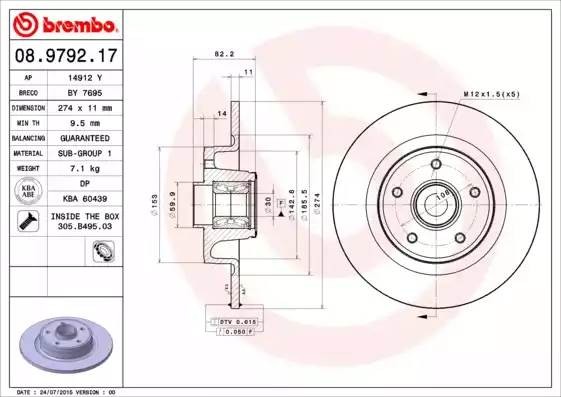 08979217 BREMBO Тормозной  диск