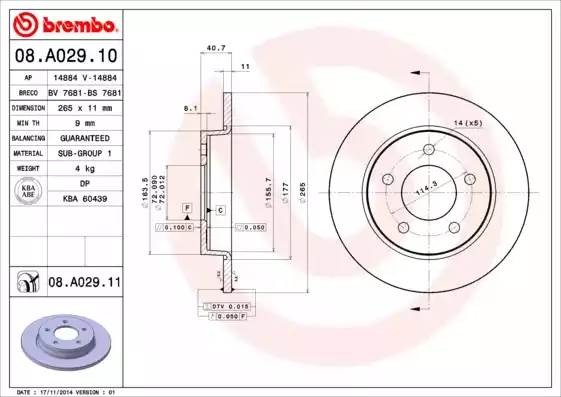 08A02911 BREMBO Тормозной  диск