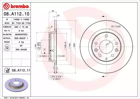 08A11211 BREMBO Тормозной  диск
