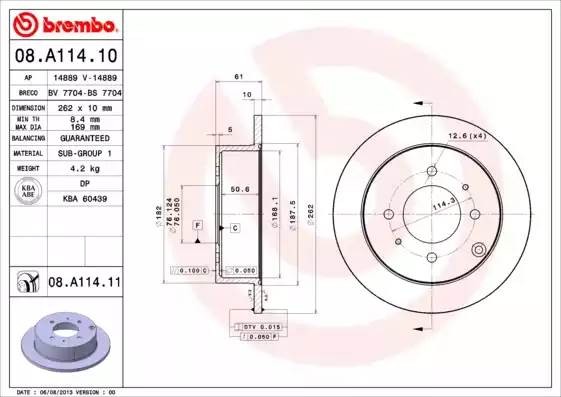 08A11411 BREMBO Тормозной  диск