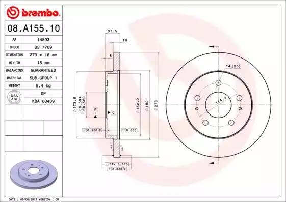 08A15510 BREMBO Тормозной  диск