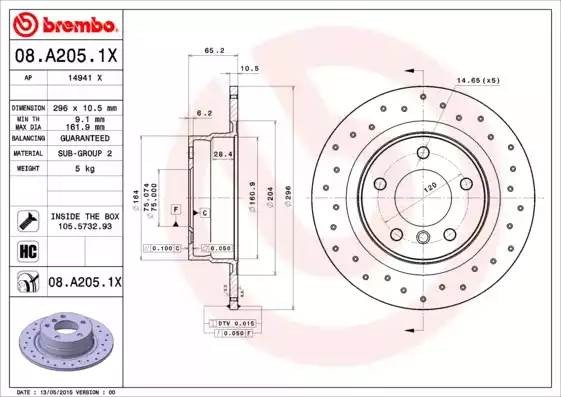 08A2051X BREMBO Тормозной  диск