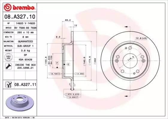 08A32711 BREMBO Тормозной  диск