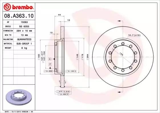 08A36310 BREMBO ТОРМОЗНОЙ  ДИСК