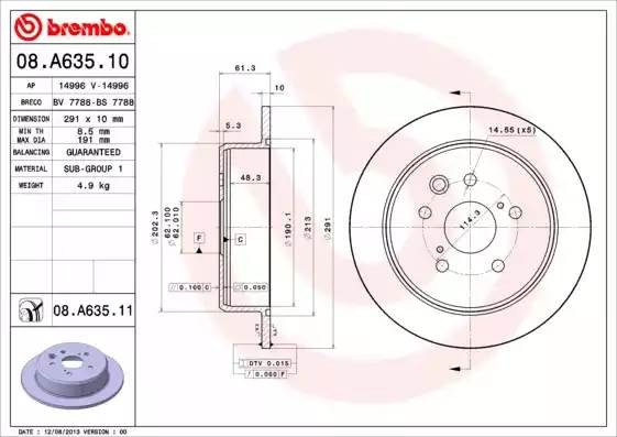 08A63511 BREMBO Тормозной  диск