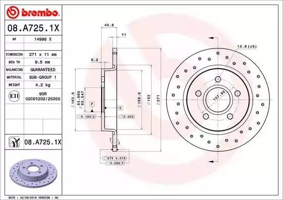 08A7251X BREMBO ДИСК  ТОРМОЗНОЙ  ПЕРФОРИРОВАННЫЙ