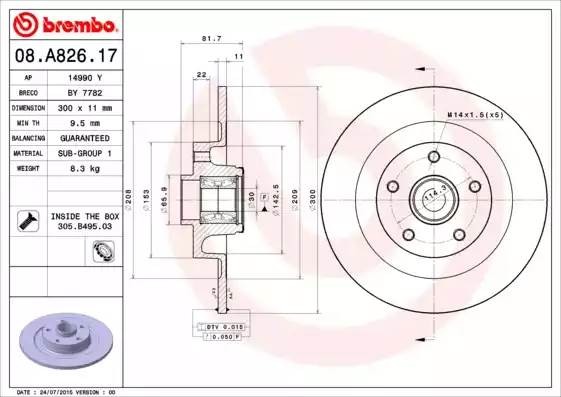 08A82617 BREMBO Диск торм. зад .LAGUNA #