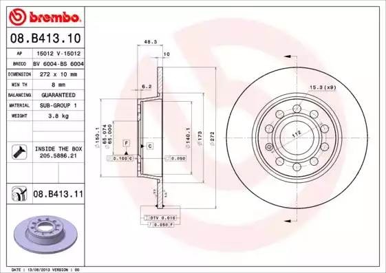08B41311 BREMBO Тормозной  диск