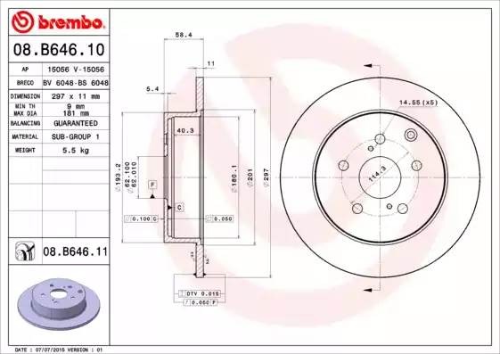 08B64611 BREMBO ТОРМОЗНОЙ  ДИСК