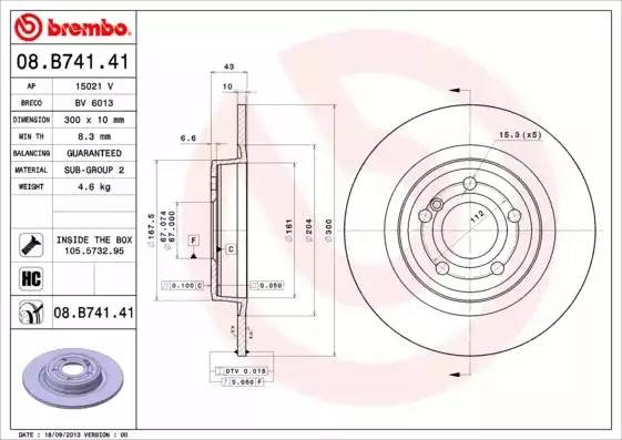 08B74141 BREMBO ТОРМОЗНОЙ  ДИСК  RE  MB  SLK  (R172)  ОКР.  11-