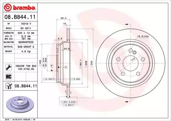 08B84411 BREMBO Тормозной  диск