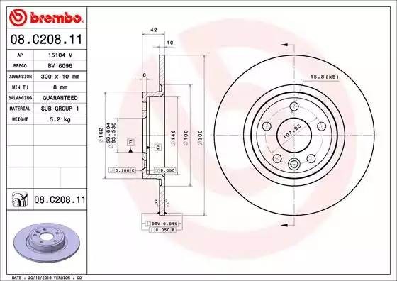 08C20811 BREMBO Тормозной  диск