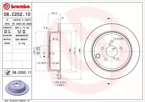 08C25211 BREMBO ТОРМОЗНОЙ  ДИСК