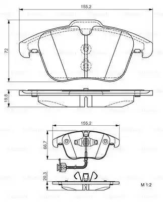 0986495129 BOSCH Комплект  тормозных  колодок,  дисковый  тормоз