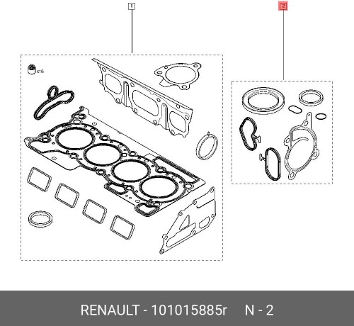 101015885R RENAULT Комплект прокладок двигателя